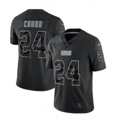 Men Cleveland Browns 24 Nick Chubb Black Reflective Stitched Jersey Men Cleveland Browns 24 Nick Chubb Black Reflective Stitched Jersey