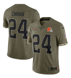 Men Cleveland Browns 24 Nick Chubb Olive 2022 Salute To Service Limited Stitched Jersey Men Cleveland Browns 24 Nick Chubb Olive 2022 Salute To Service Limited Stitched Jersey