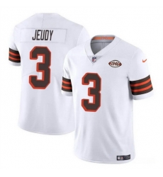 Men Cleveland Browns 3 Jerry Jeudy White 1946 Collection Vapor Limited Stitched Football Jersey Men Cleveland Browns 3 Jerry Jeudy White 1946 Collection Vapor Limited Stitched Football Jersey