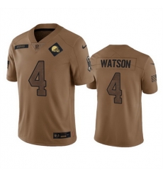 Men Cleveland Browns 4 Deshaun Watson 2023 Brown Salute To Service Limited Stitched Jersey Men Cleveland Browns 4 Deshaun Watson 2023 Brown Salute To Service Limited Stitched Jersey