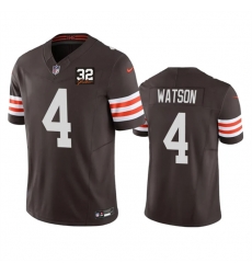 Men Cleveland Browns 4 Deshaun Watson Brown 2023 F U S E With Jim Brown Memorial Patch Vapor Untouchable Limited Stitched Jersey Men Cleveland Browns 4 Deshaun Watson Brown 2023 F U S E With Jim Brown Memorial Patch Vapor Untouchable Limited Stitched Jersey