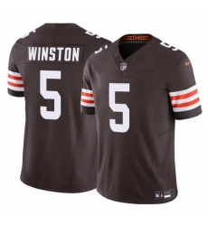 Men Cleveland Browns 5 Jameis Winston Brown 2023 F U S E Vapor Limited Stitched Football Jersey Men Cleveland Browns 5 Jameis Winston Brown 2023 F U S E Vapor Limited Stitched Football Jersey