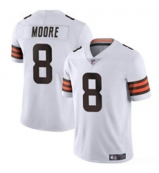 Men Cleveland Browns 8 Elijah Moore White Vapor Limited Stitched Football Jersey Men Cleveland Browns 8 Elijah Moore White Vapor Limited Stitched Football Jersey