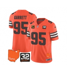 Men Cleveland Browns 95 Myles Garrett Orange 2023 F U S E With Jim Brown Memorial Patch And 4 Star C Patch Vapor Untouchable Limited Stitched Jersey Men Cleveland Browns 95 Myles Garrett Orange 2023 F U S E With Jim Brown Memorial Patch And 4 Star C Patch Vapor Untouchable Limited Stitched Jersey