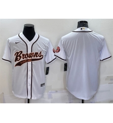 Men Cleveland Browns Blank White With Patch Cool Base Stitched Baseb Men Cleveland Browns Blank White With Patch Cool Base Stitched Baseb
