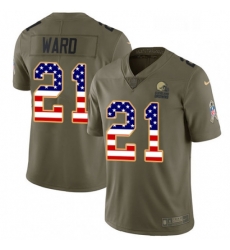 Mens Nike Cleveland Browns 21 Denzel Ward Limited Olive USA Flag 2017 Salute to Service NFL Jersey Mens Nike Cleveland Browns 21 Denzel Ward Limited Olive USA Flag 2017 Salute to Service NFL Jersey