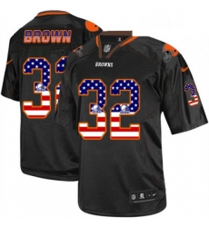 Mens Nike Cleveland Browns 32 Jim Brown Elite Black USA Flag Fashion NFL Jersey Mens Nike Cleveland Browns 32 Jim Brown Elite Black USA Flag Fashion NFL Jersey