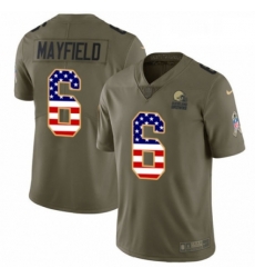 Mens Nike Cleveland Browns 6 Baker Mayfield Limited Olive USA Flag 2017 Salute to Service NFL Jersey Mens Nike Cleveland Browns 6 Baker Mayfield Limited Olive USA Flag 2017 Salute to Service NFL Jersey