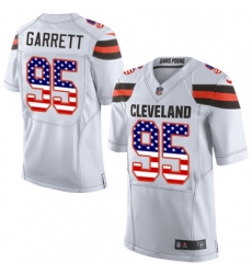 Mens Nike Cleveland Browns 95 Myles Garrett Elite White Road USA Flag Fashion NFL Jersey Mens Nike Cleveland Browns 95 Myles Garrett Elite White Road USA Flag Fashion NFL Jersey