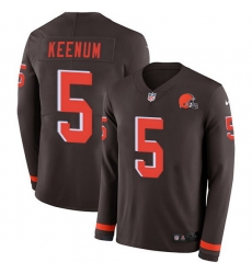 Nike Browns 5 Case Keenum Brown Team Color Men Stitched NFL Limited Therma Long Sleeve Jersey Nike Browns 5 Case Keenum Brown Team Color Men Stitched NFL Limited Therma Long Sleeve Jersey