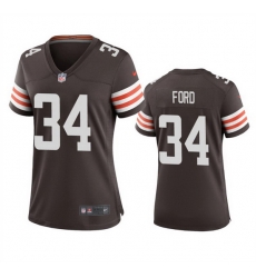Women Cleveland Browns 34 Jerome Ford Brown Stitched Jersey 28Run Small 29 Women Cleveland Browns 34 Jerome Ford Brown Stitched Jersey 28Run Small 29