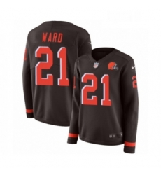 Womens Nike Cleveland Browns 21 Denzel Ward Limited Brown Therma Long Sleeve NFL Jersey Womens Nike Cleveland Browns 21 Denzel Ward Limited Brown Therma Long Sleeve NFL Jersey