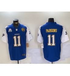 Men Dallas Cowboys 11 Micah Parsons 2024 F U S E Navy Gold With Texas 26 John Madden Patch Stitched Football Jersey 1 Men Dallas Cowboys 11 Micah Parsons 2024 F U S E Navy Gold With Texas 26 John Madden Patch Stitched Football Jersey 1