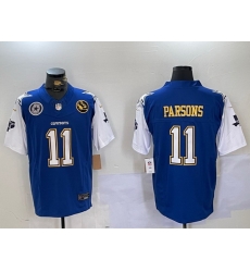 Men Dallas Cowboys 11 Micah Parsons 2024 F U S E Navy Gold With Texas 26 John Madden Patch Stitched Football Jersey 3 Men Dallas Cowboys 11 Micah Parsons 2024 F U S E Navy Gold With Texas 26 John Madden Patch Stitched Football Jersey 3