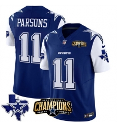 Men Dallas Cowboys 11 Micah Parsons Blue White 2023 F U S E NFC East Champions Patch Stitched Football Jersey Men Dallas Cowboys 11 Micah Parsons Blue White 2023 F U S E NFC East Champions Patch Stitched Football Jersey