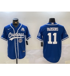 Men Dallas Cowboys 11 Micah Parsons Royal With Patch Cool Base Stitched Baseball Jersey 1 Men Dallas Cowboys 11 Micah Parsons Royal With Patch Cool Base Stitched Baseball Jersey 1