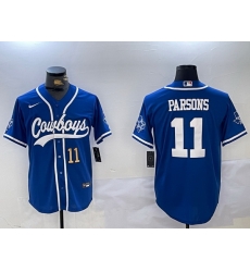 Men Dallas Cowboys 11 Micah Parsons Royal With Patch Cool Base Stitched Baseball Jersey 6 Men Dallas Cowboys 11 Micah Parsons Royal With Patch Cool Base Stitched Baseball Jersey 6