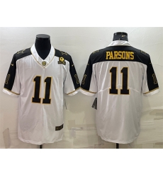Men Dallas Cowboys 11 Micah Parsons White Gold Edition With 1960 Patch Limited Stitched Football Jersey Men Dallas Cowboys 11 Micah Parsons White Gold Edition With 1960 Patch Limited Stitched Football Jersey