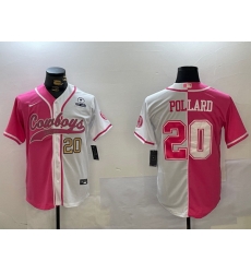 Men Dallas Cowboys 20 Tony Pollard Red White With Patch Cool Base Stitched Baseball Jersey 3 Men Dallas Cowboys 20 Tony Pollard Red White With Patch Cool Base Stitched Baseball Jersey 3