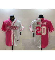 Men Dallas Cowboys 20 Tony Pollard Red White With Patch Cool Base Stitched Baseball Jersey 5 Men Dallas Cowboys 20 Tony Pollard Red White With Patch Cool Base Stitched Baseball Jersey 5