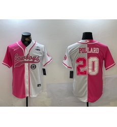 Men Dallas Cowboys 20 Tony Pollard Red White With Patch Cool Base Stitched Baseball Jersey Men Dallas Cowboys 20 Tony Pollard Red White With Patch Cool Base Stitched Baseball Jersey
