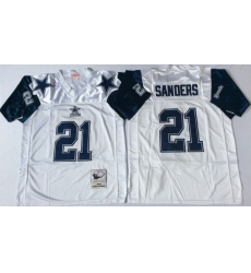 Men Dallas Cowboys 21 Deion Sanders White M&N Throwback Jersey Men Dallas Cowboys 21 Deion Sanders White M&N Throwback Jersey