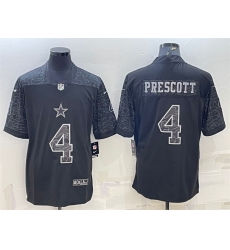 Men Dallas Cowboys 4 Dak Prescott Black Reflective Limited Stitched Football Jersey Men Dallas Cowboys 4 Dak Prescott Black Reflective Limited Stitched Football Jersey