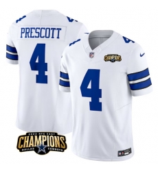 Men Dallas Cowboys 4 Dak Prescott White 2023 F U S E NFC East Champions Patch Stitched Football Jersey Men Dallas Cowboys 4 Dak Prescott White 2023 F U S E NFC East Champions Patch Stitched Football Jersey