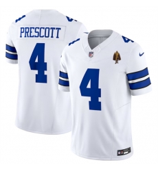 Men Dallas Cowboys 4 Dak Prescott White 2023 F U S E With Walter Payton Patch Vapor Limited Stitched Football Jersey Men Dallas Cowboys 4 Dak Prescott White 2023 F U S E With Walter Payton Patch Vapor Limited Stitched Football Jersey