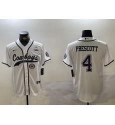 Men Dallas Cowboys 4 White Team With Patch Cool Base Stitched Baseball Jersey Men Dallas Cowboys 4 White Team With Patch Cool Base Stitched Baseball Jersey