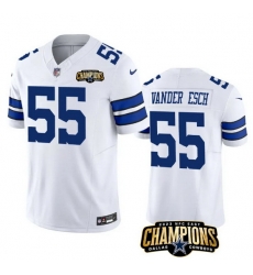Men Dallas Cowboys 55 Leighton Vander Esch White 2023 F U S E NFC East Champions Patch Stitched Football Jersey Men Dallas Cowboys 55 Leighton Vander Esch White 2023 F U S E NFC East Champions Patch Stitched Football Jersey