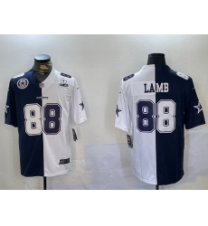 Men Dallas Cowboys 88 CeeDee Lamb Navy And White Split Stitched Jersey 3 Men Dallas Cowboys 88 CeeDee Lamb Navy And White Split Stitched Jersey 3
