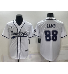 Men Dallas Cowboys 88 CeeDee Lamb White Cool Base Stitched Baseball Jersey Men Dallas Cowboys 88 CeeDee Lamb White Cool Base Stitched Baseball Jersey