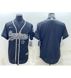 Men Dallas Cowboys Blank Black Reflective With Patch Cool Base Stitched Baseball Jersey Men Dallas Cowboys Blank Black Reflective With Patch Cool Base Stitched Baseball Jersey