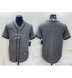Men Dallas Cowboys Blank Grey With Patch Cool Base Stitched Baseball Jersey Men Dallas Cowboys Blank Grey With Patch Cool Base Stitched Baseball Jersey
