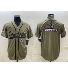 Men Dallas Cowboys Olive Salute To Service Team Big Logo Cool Base Stitched Baseball Jersey Men Dallas Cowboys Olive Salute To Service Team Big Logo Cool Base Stitched Baseball Jersey