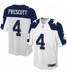 Mens Nike Dallas Cowboys 4 Dak Prescott Game White Throwback Alternate NFL Jersey Mens Nike Dallas Cowboys 4 Dak Prescott Game White Throwback Alternate NFL Jersey
