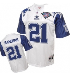 Mitchell and Ness Dallas Cowboys 21 Deion Sanders Authentic White 75TH Patch Throwback NFL Jersey Mitchell and Ness Dallas Cowboys 21 Deion Sanders Authentic White 75TH Patch Throwback NFL Jersey