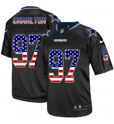 Nike Cowboys #97 Taco Charlton Black Mens Stitched NFL Elite USA Flag Fashion Jersey Nike Cowboys #97 Taco Charlton Black Mens Stitched NFL Elite USA Flag Fashion Jersey
