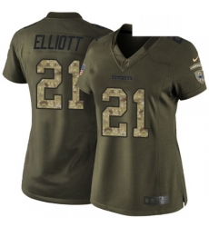Womens Nike Dallas Cowboys 21 Ezekiel Elliott Elite Green Salute to Service NFL Jersey Womens Nike Dallas Cowboys 21 Ezekiel Elliott Elite Green Salute to Service NFL Jersey