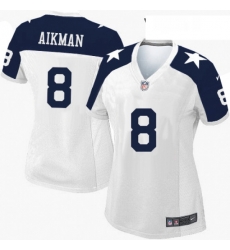 Womens Nike Dallas Cowboys 8 Troy Aikman Elite White Throwback Alternate NFL Jersey Womens Nike Dallas Cowboys 8 Troy Aikman Elite White Throwback Alternate NFL Jersey