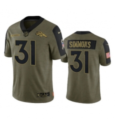 Men Denver Broncos 31 Justin Simmons 2021 Olive Salute To Service Limited Stitched Jersey Men Denver Broncos 31 Justin Simmons 2021 Olive Salute To Service Limited Stitched Jersey