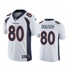 Men Denver Broncos 80 Greg Dulcich White Vapor Untouchable Stitched Jersey Men Denver Broncos 80 Greg Dulcich White Vapor Untouchable Stitched Jersey