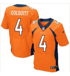 Nike Denver Broncos #4 Britton Colquitt Orange Team Color Mens Stitched NFL New Elite Jersey Nike Denver Broncos #4 Britton Colquitt Orange Team Color Mens Stitched NFL New Elite Jersey