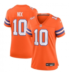 Women Denver Broncos 10 Bo Nix Orange Mile High Collection 1977 Throwback Stitched Jersey Women Denver Broncos 10 Bo Nix Orange Mile High Collection 1977 Throwback Stitched Jersey