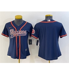 Women Denver Broncos Blank Navy With Patch Cool Base Stitched Baseball Jersey Women Denver Broncos Blank Navy With Patch Cool Base Stitched Baseball Jersey