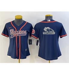 Women Denver Broncos Navy Team Big Logo With Patch Cool Base Stitched Baseball Jersey Women Denver Broncos Navy Team Big Logo With Patch Cool Base Stitched Baseball Jersey