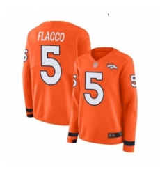 Womens Denver Broncos 5 Joe Flacco Limited Orange Therma Long Sleeve Football Jersey Womens Denver Broncos 5 Joe Flacco Limited Orange Therma Long Sleeve Football Jersey