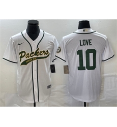Men Green Bay Packers 10 Jordan Love White Cool Base Stitched Baseball Jersey Men Green Bay Packers 10 Jordan Love White Cool Base Stitched Baseball Jersey