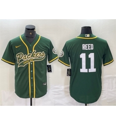 Men Green Bay Packers 11 Jayden Reed Green Cool Base Stitched Baseball Jersey Men Green Bay Packers 11 Jayden Reed Green Cool Base Stitched Baseball Jersey